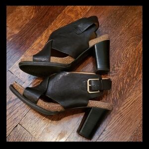 Sofft Black Heeled Sandals with Buckle Detail